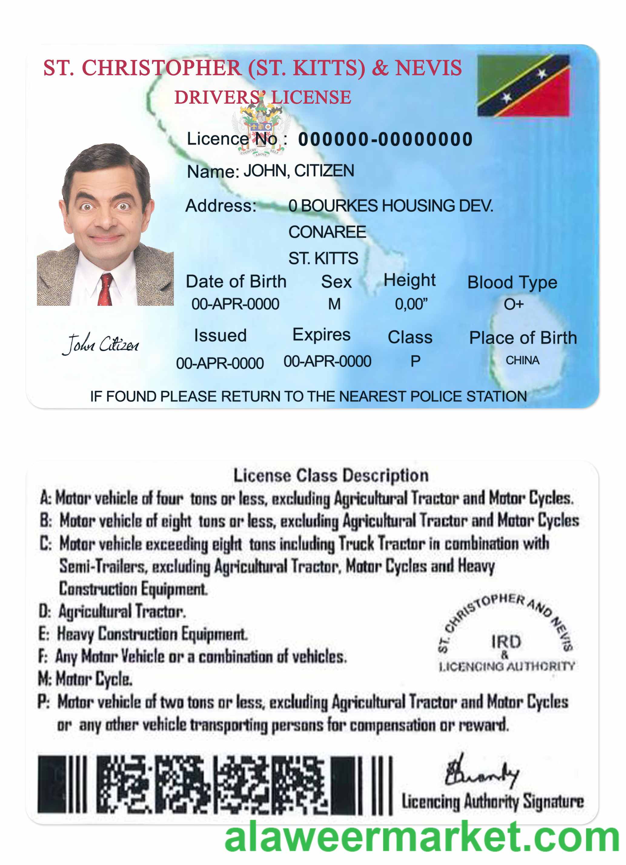 St Kitts & Nevis driving license